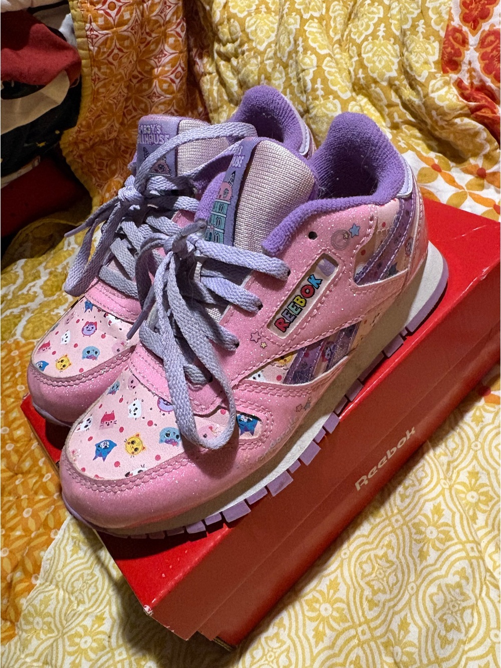 Reebok Kids' Pink & Purple gabby dollhouse Lace-Up light up Sneakers